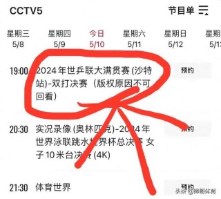 今日cctv5录像回放(今日cctv5节目表预告一一)