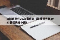 篮球世界杯2023赛程表（篮球世界杯2023赛程表格中国）