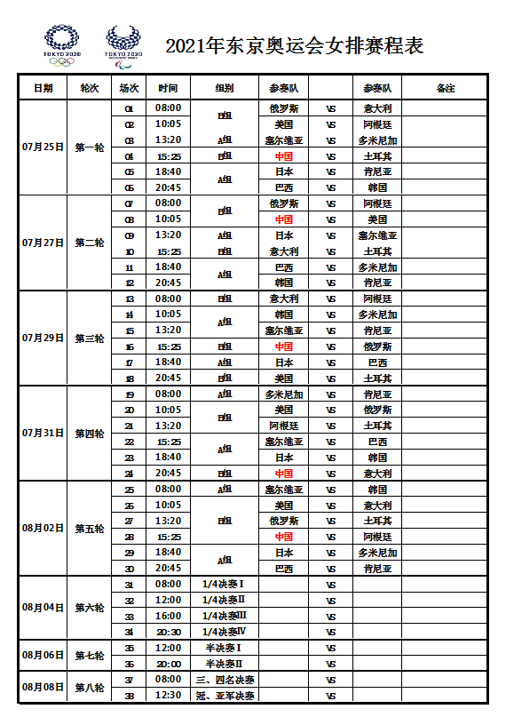 女排世界杯2021赛程表(女排世界杯2021赛程表图片)  第2张