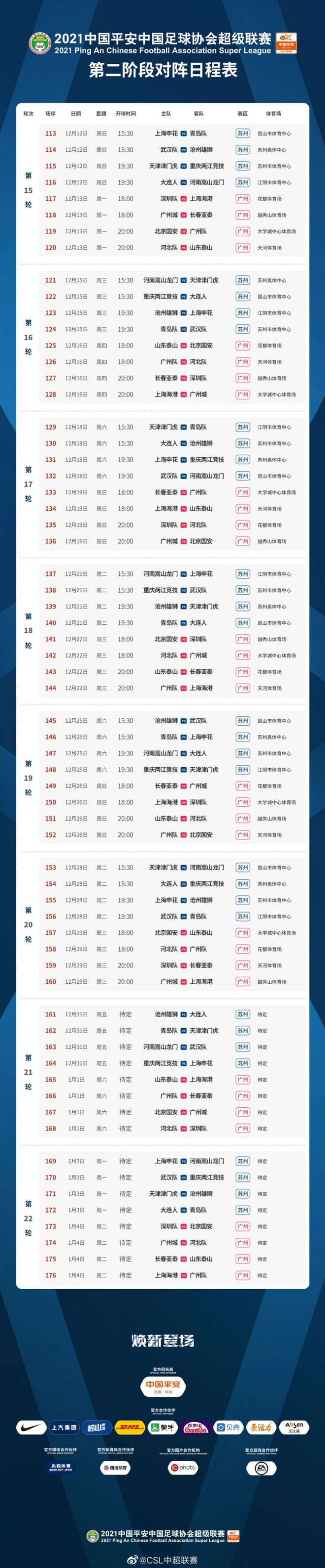 中超2020赛程表(中超2020赛程表出炉)  第1张